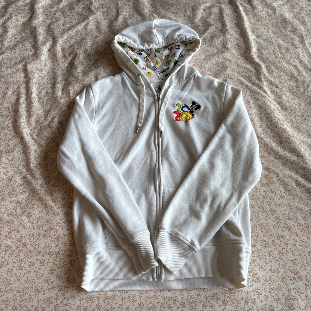 Authentic Disneyland 2020 White Hoodie with Colorful Character Design